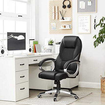 SONGMICS Executive Office Chair with High Back, Durable and Stable, Height  Adjustable, Ergonomic, Black, OBG22BUK, 73 x 70 x (112-122) cm :  : Home & Kitchen